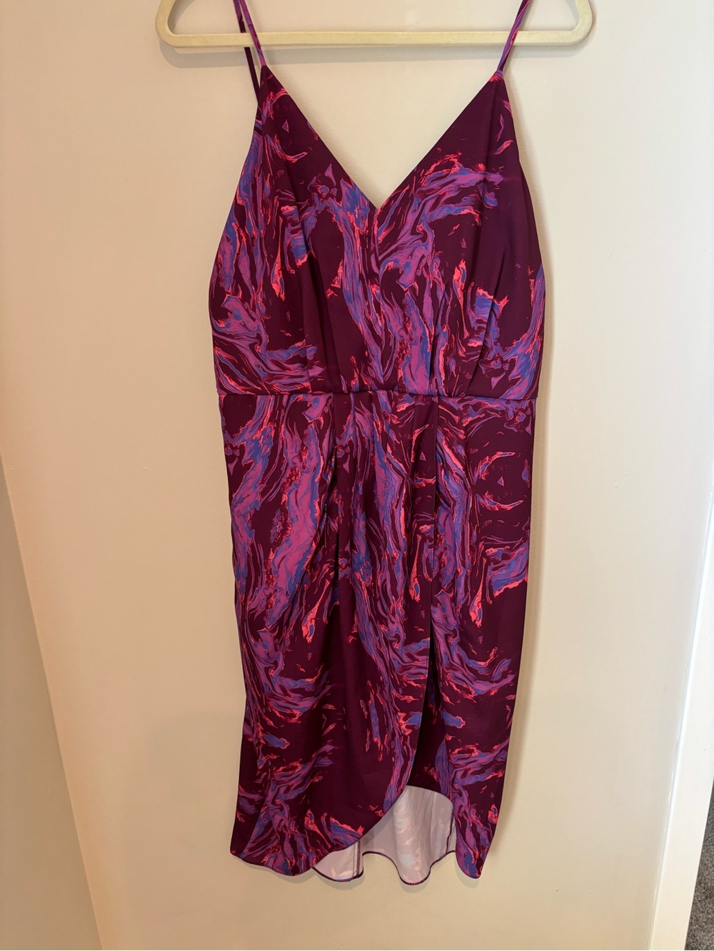 Chelsea 28 Purple Marble Print Satin Midi Dress — Size L — Never Worn!